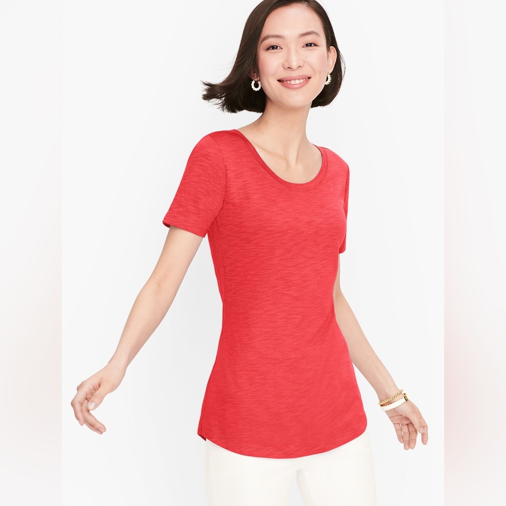 Talbots Cotton Modal Back Detail Tee in the color Patio Red